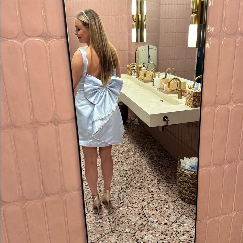 Fancy Baby Blue Mini Dress View 4